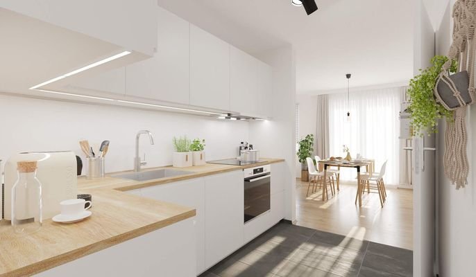 Visualisierung der Küche der Eigentumswohnung