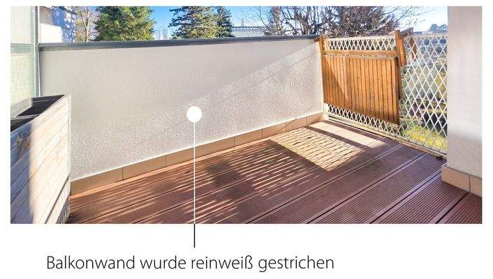 Wand Balkon weiß gestrichen