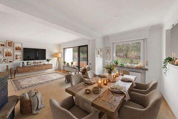 Wohn- und Esszimmer 3D Staging - KI generiert