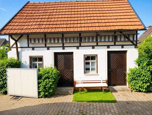 Blick auf das südliche Nebengebäude