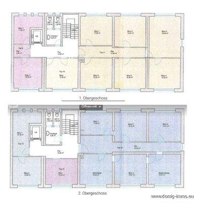 Grundriss 1. OG und 2 OG.