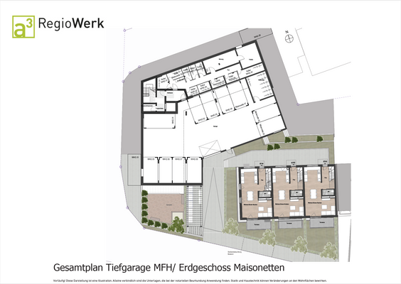 Gesamtplan Tiefgarage MFH: Erdgeschoss Maisonetten