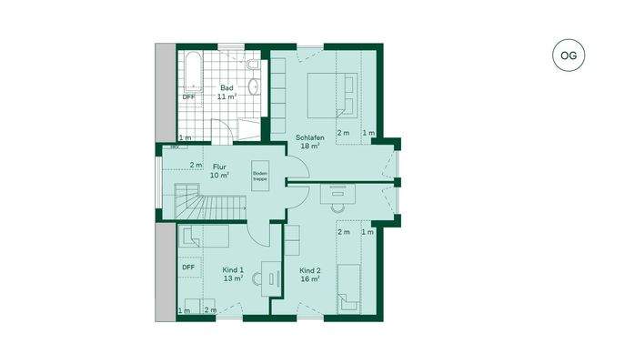 Großzügiger Grundriss im Dachgeschoss