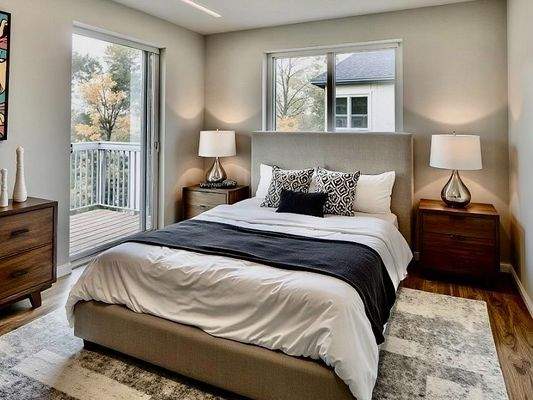 Schlafzimmer mit Zugang zur zweiten Terrasse