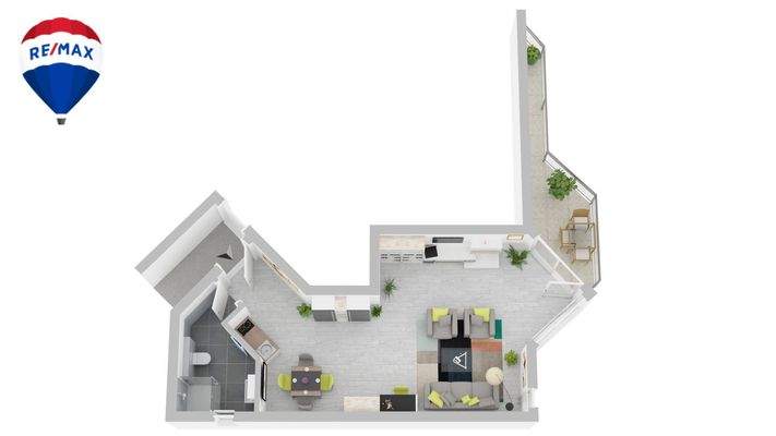 Grundriss von 1-Zi.-Appartement