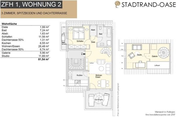 WE 2, Obergeschoss + Dachgeschoss