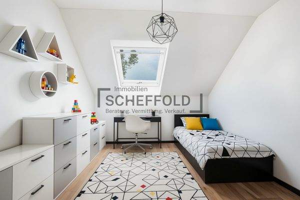 Kinderzimmer 1 - virtuell möbliert (KI generiert)