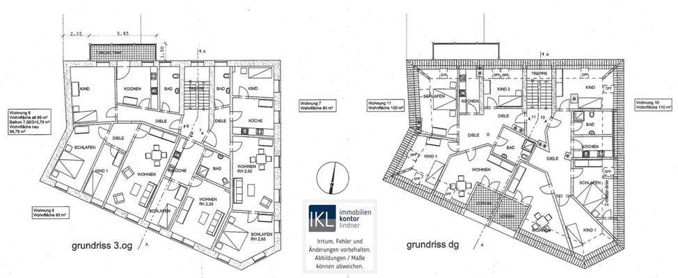 Grundrisse DG und 3.OG