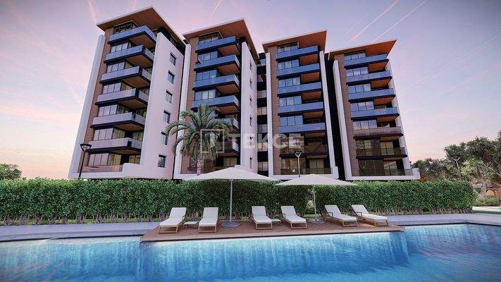 Flats with En-suite Bathrooms in a Project in Kepez Antalya
