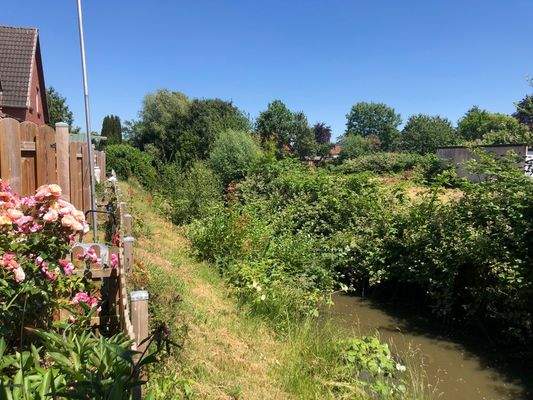 Bach hinter Grundstück