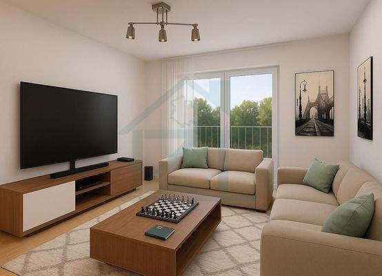 Moderne Wohnzimmer mit Schach und Kunst (2)