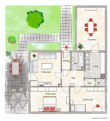 Grundriss - bequemes Wohnen auf einer Ebene