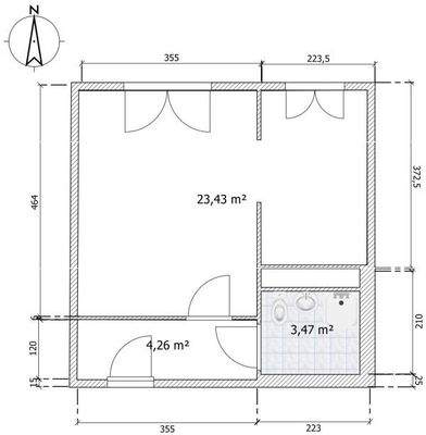 Die Aufteilung von ca. 33 m²