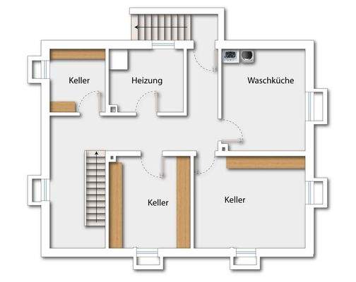 Grundriss KG (nicht maßstabsgetreu - kann vom Original abweichen)