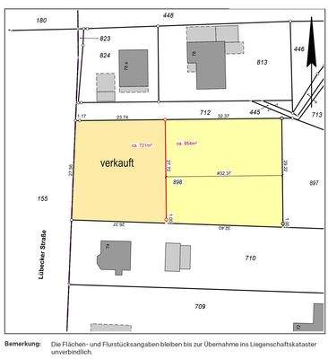 Lageplan nach Vermessung (Maße sind ca.-Angaben)