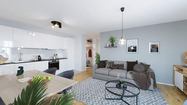 Lichtdurchfluteter Wohnbereich dank bodentiefer Fe