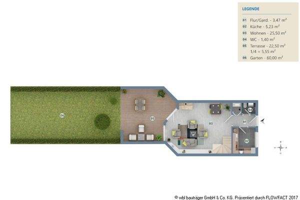 Grundriss mit Gartenanteil