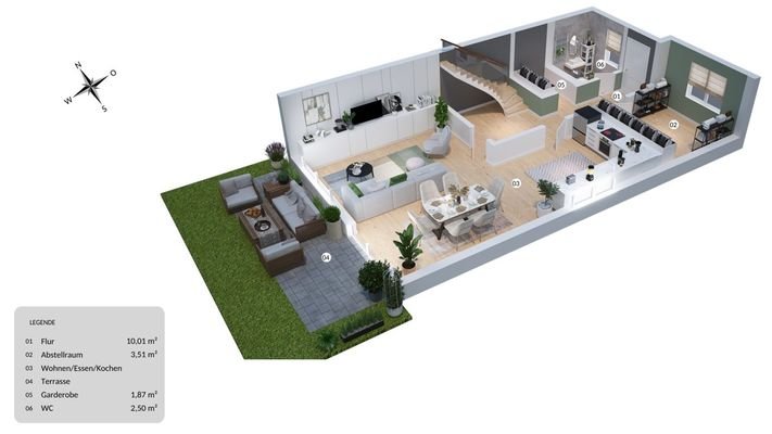 Grundriss Erdgeschoss visualisiert
