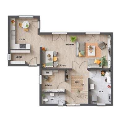 Grundriss EG mit Kubus