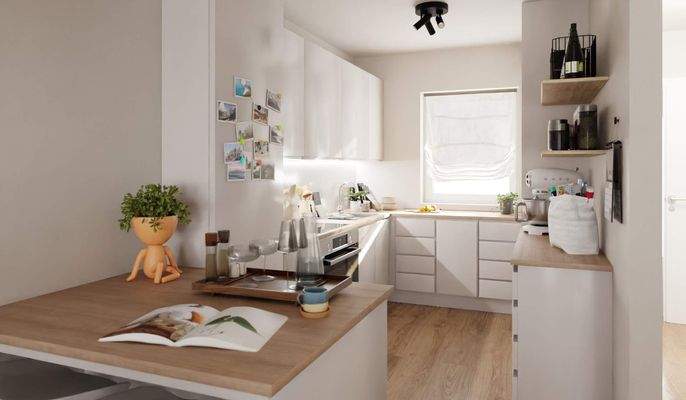 Die offene Wohnküche lädt zum gemeinsamen Kochen e