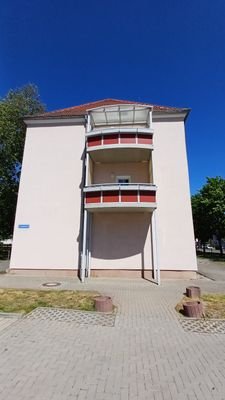 Hausansicht - Giebelseite mit Balkonen