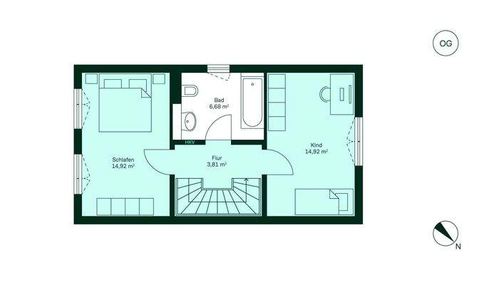 Große und komfortable Schlafzimmer im Obergeschoss