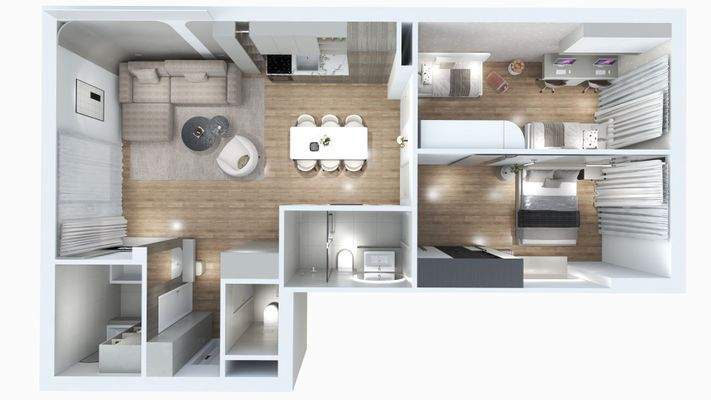 Top 32 Grundriss mit Möblierung