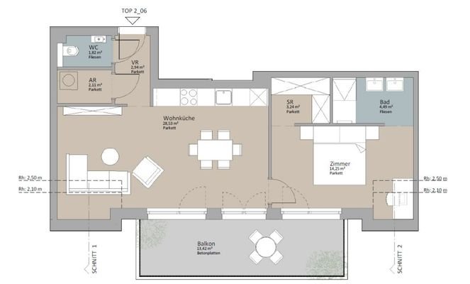 Grundriss Top 2.06