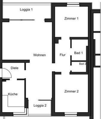 Grundriss WE 57, 1.OG rechts
