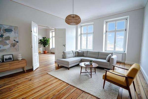 Wohnzimmer digital möbliert