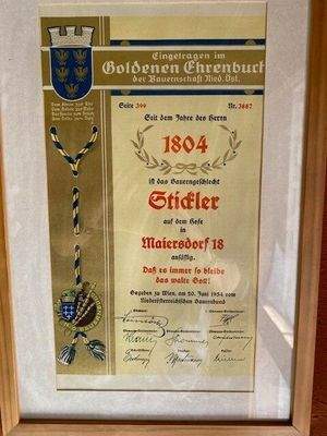 Urkundliche Erwähnung 1804