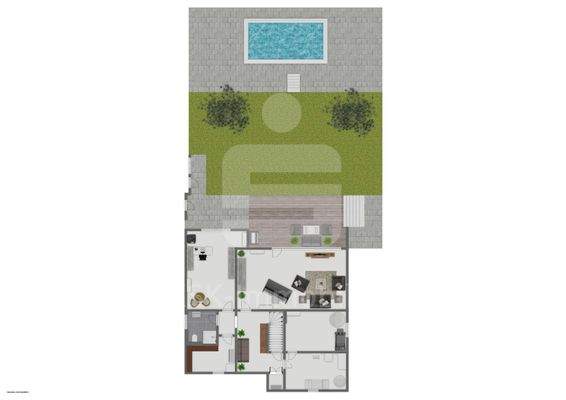 Grundriss Untergeschoss mit Außenbereich