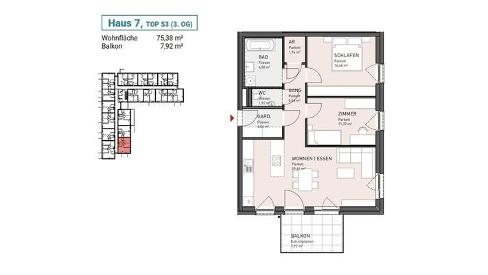 Haus 7, Top 53 (3. OG)
