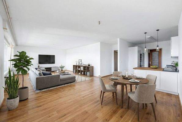 Wohn- und Esszimmer mit KI generiert