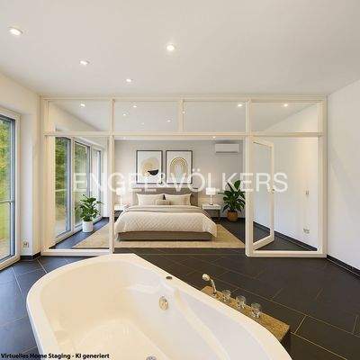 Schlafzimmer- und Badezimmer