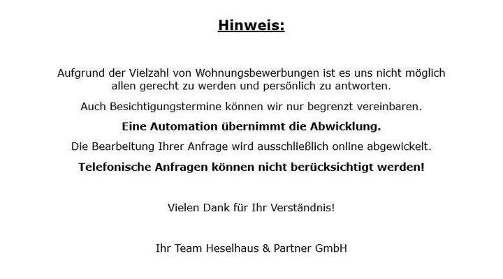 Hinweis zur Wohnungsbewerbung