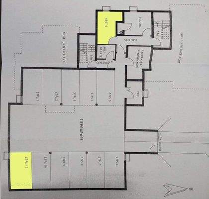 Grundriss UG mit TG, Keller und Nebenräumen