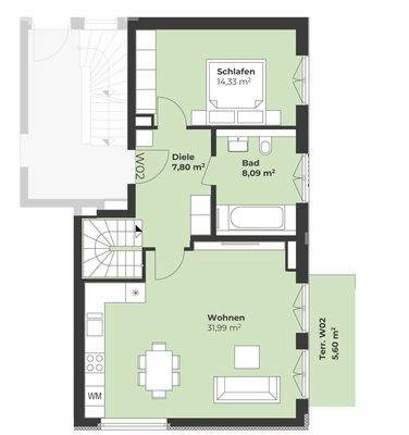 Grundriss Erdgeschoss Whg. 2