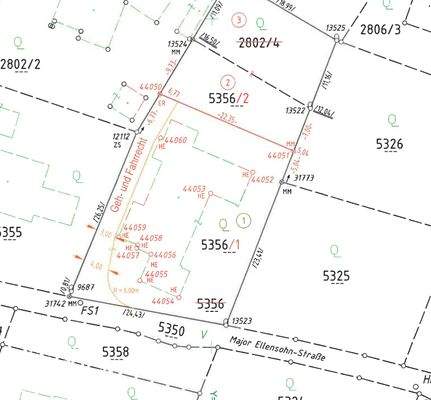 Grundstücksplan mit Geh- u Fahrrecht