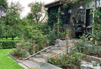 Garten und überdachte  Terrasse