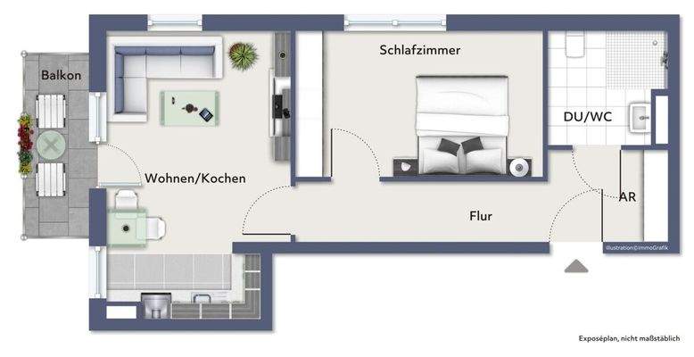 Grundriss beispielmöbliert