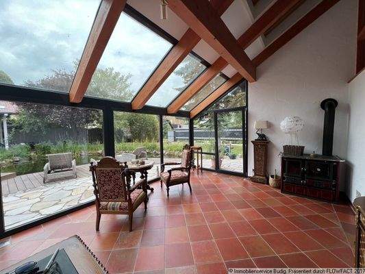 Kamin im Wintergarten