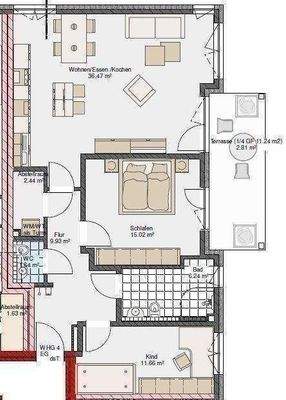 Der geplante Grundriss der Wohnung 4
