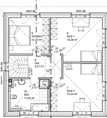 Grundriss-Idee Obergeschoss
