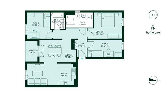 Grundriss der Eigentumswohnung WE179.
