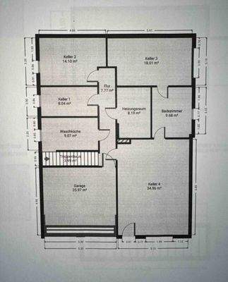 Grundriss Keller bemaßt