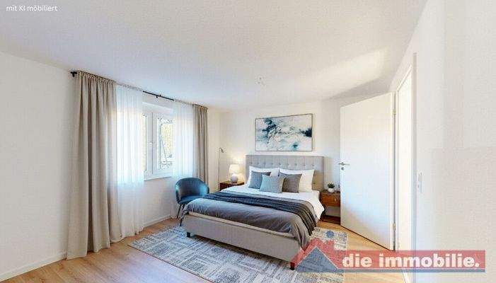 Schlafzimmer mit KI möbiliert