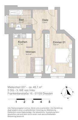 Grundriss farbig / möbliert