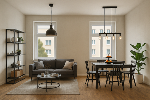 Wohn- _ Esszimmer möbliert