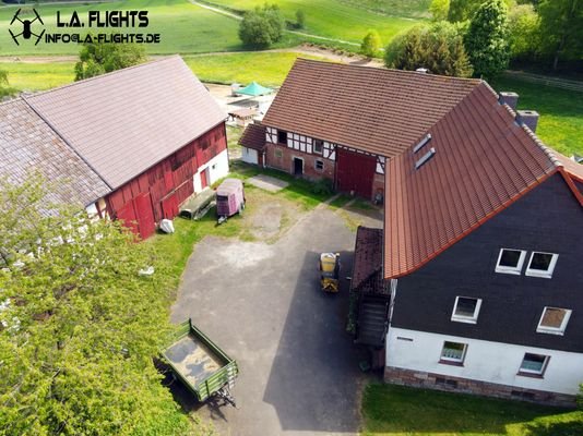 Drohnenaufnahme vom Hof - Gästehaus